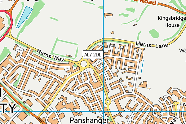 AL7 2DL map - OS VectorMap District (Ordnance Survey)