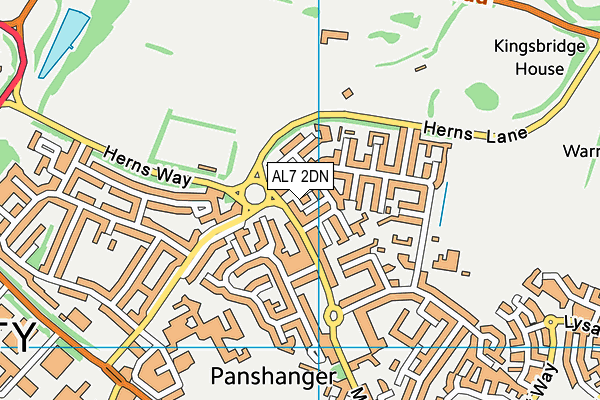 AL7 2DN map - OS VectorMap District (Ordnance Survey)