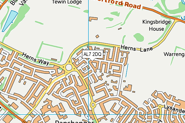 AL7 2DQ map - OS VectorMap District (Ordnance Survey)