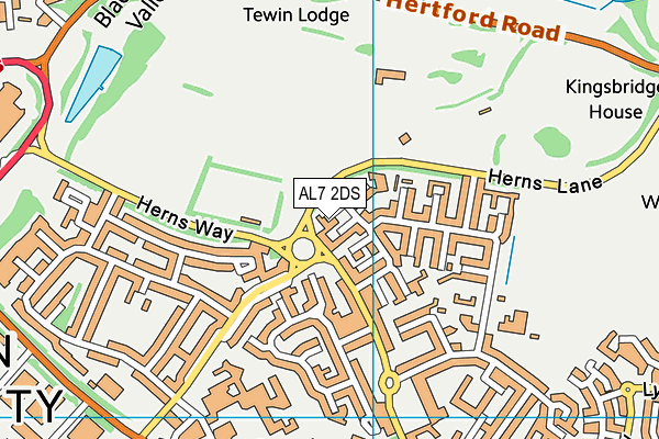 AL7 2DS map - OS VectorMap District (Ordnance Survey)