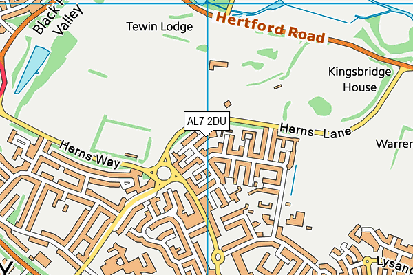 AL7 2DU map - OS VectorMap District (Ordnance Survey)