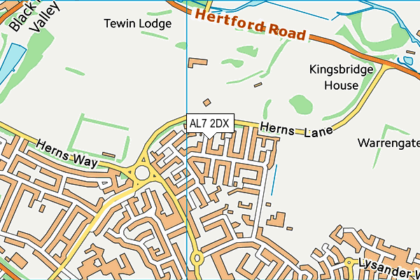 AL7 2DX map - OS VectorMap District (Ordnance Survey)