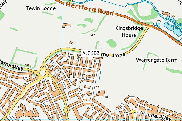 AL7 2DZ map - OS VectorMap District (Ordnance Survey)