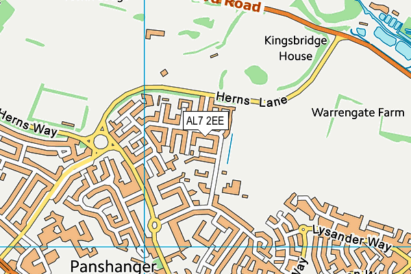 AL7 2EE map - OS VectorMap District (Ordnance Survey)