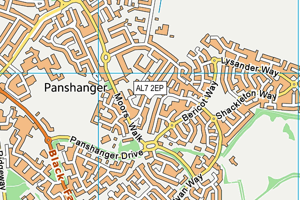 AL7 2EP map - OS VectorMap District (Ordnance Survey)