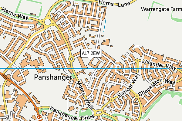 AL7 2EW map - OS VectorMap District (Ordnance Survey)