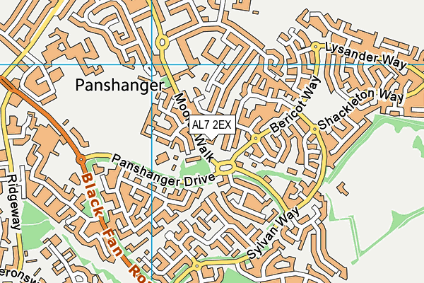 AL7 2EX map - OS VectorMap District (Ordnance Survey)