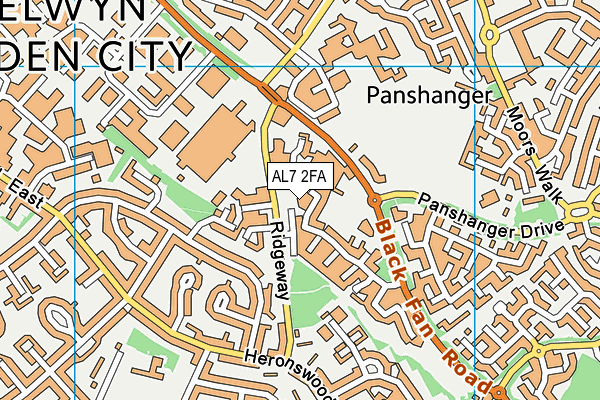 AL7 2FA map - OS VectorMap District (Ordnance Survey)