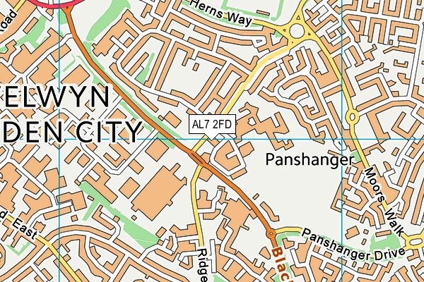 AL7 2FD map - OS VectorMap District (Ordnance Survey)