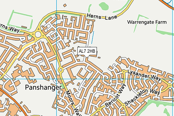 AL7 2HB map - OS VectorMap District (Ordnance Survey)
