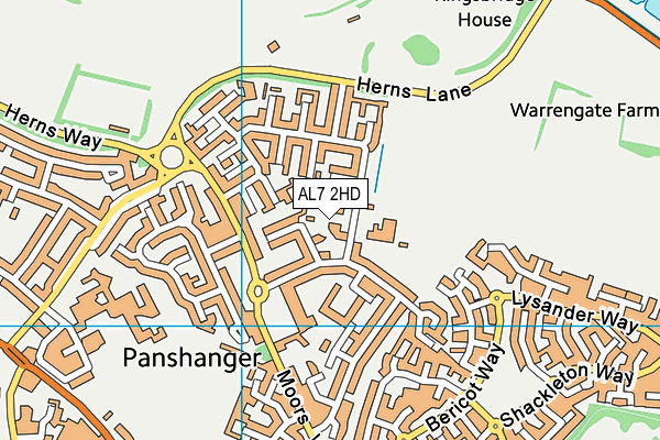 AL7 2HD map - OS VectorMap District (Ordnance Survey)