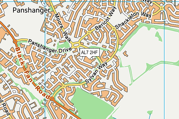 AL7 2HF map - OS VectorMap District (Ordnance Survey)