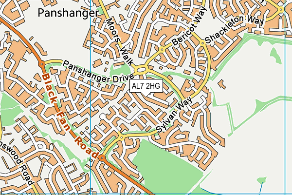 AL7 2HG map - OS VectorMap District (Ordnance Survey)