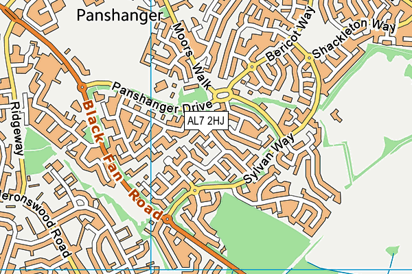 AL7 2HJ map - OS VectorMap District (Ordnance Survey)