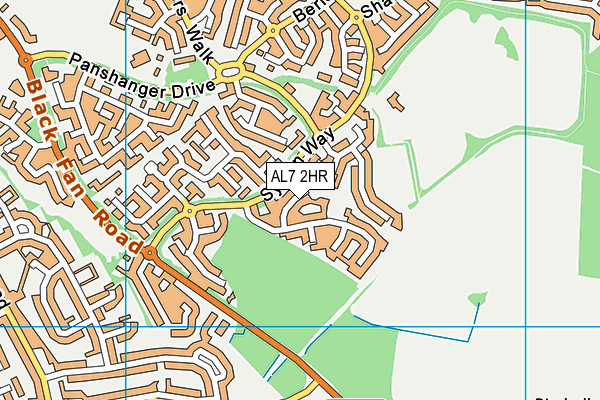 AL7 2HR map - OS VectorMap District (Ordnance Survey)