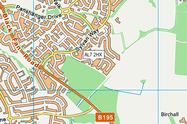 AL7 2HX map - OS VectorMap District (Ordnance Survey)