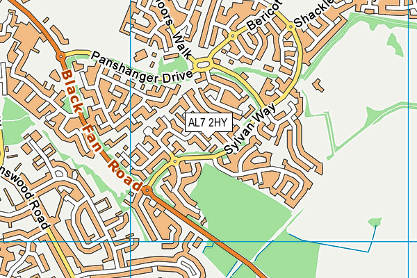 AL7 2HY map - OS VectorMap District (Ordnance Survey)
