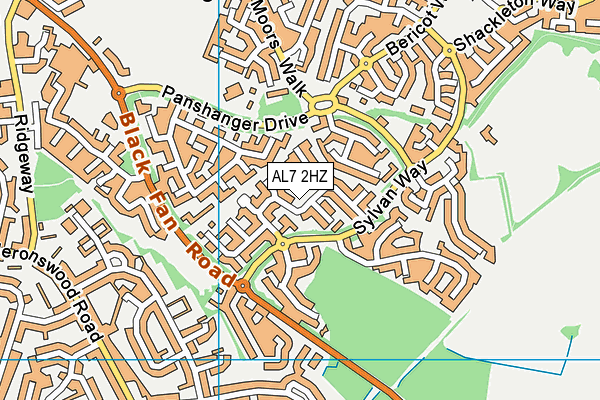 AL7 2HZ map - OS VectorMap District (Ordnance Survey)