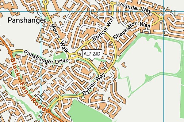 AL7 2JD map - OS VectorMap District (Ordnance Survey)