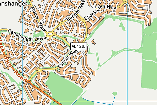 AL7 2JL map - OS VectorMap District (Ordnance Survey)