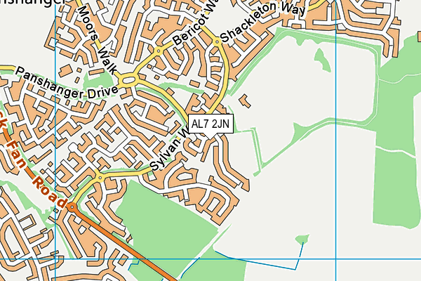 AL7 2JN map - OS VectorMap District (Ordnance Survey)