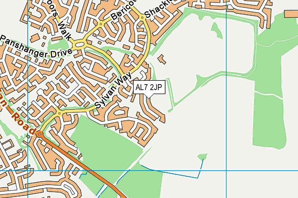 AL7 2JP map - OS VectorMap District (Ordnance Survey)