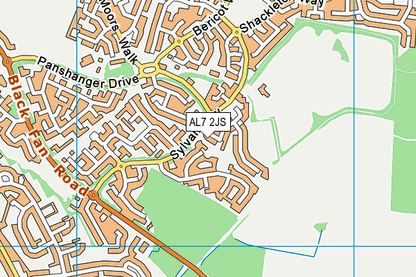 AL7 2JS map - OS VectorMap District (Ordnance Survey)