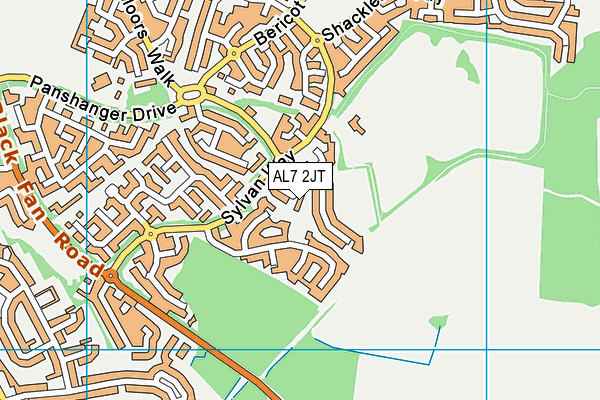 AL7 2JT map - OS VectorMap District (Ordnance Survey)