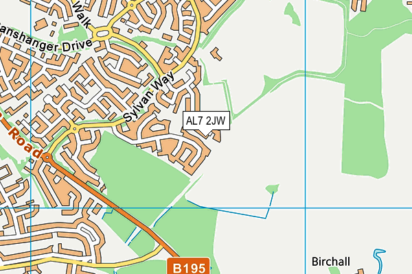 AL7 2JW map - OS VectorMap District (Ordnance Survey)