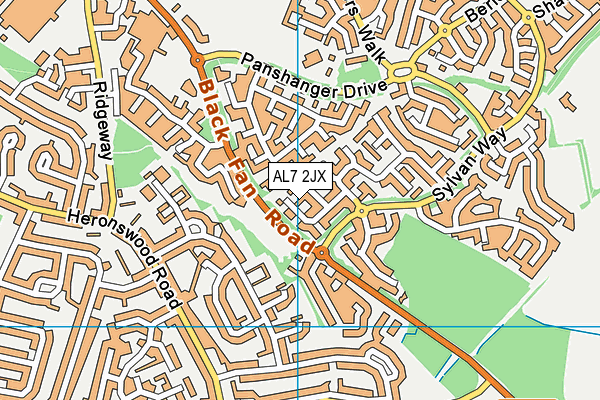 AL7 2JX map - OS VectorMap District (Ordnance Survey)