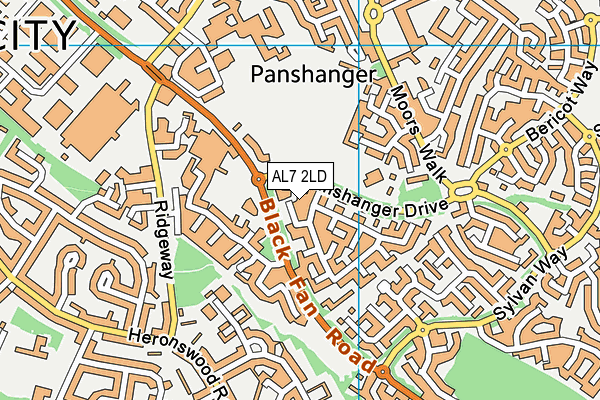 AL7 2LD map - OS VectorMap District (Ordnance Survey)