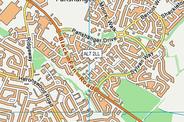 AL7 2LL map - OS VectorMap District (Ordnance Survey)