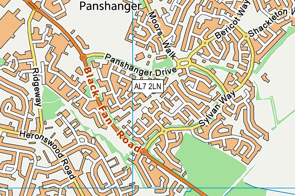 AL7 2LN map - OS VectorMap District (Ordnance Survey)