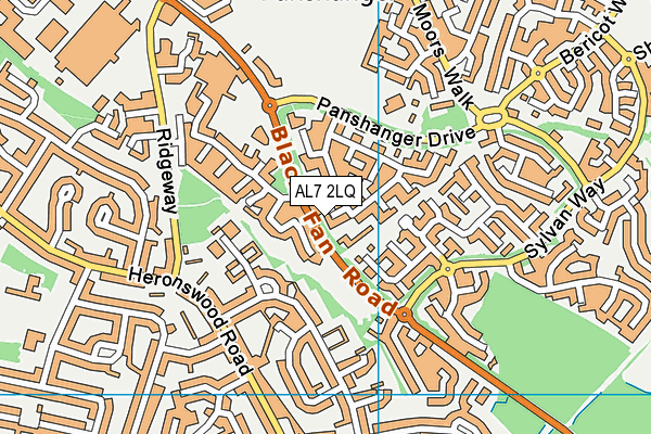 AL7 2LQ map - OS VectorMap District (Ordnance Survey)