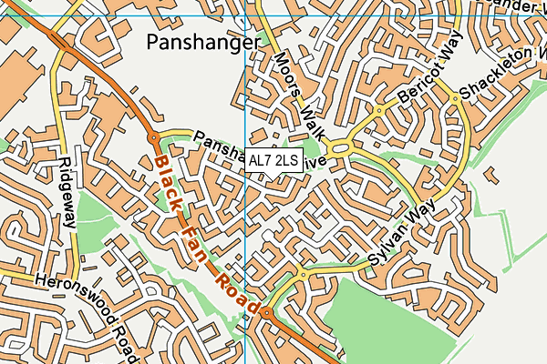 AL7 2LS map - OS VectorMap District (Ordnance Survey)