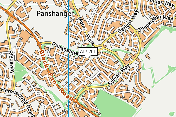 AL7 2LT map - OS VectorMap District (Ordnance Survey)