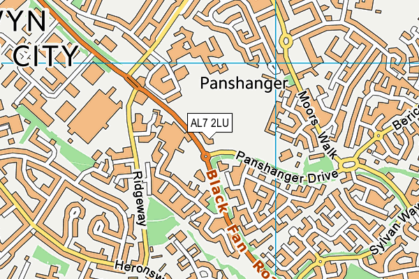 AL7 2LU map - OS VectorMap District (Ordnance Survey)