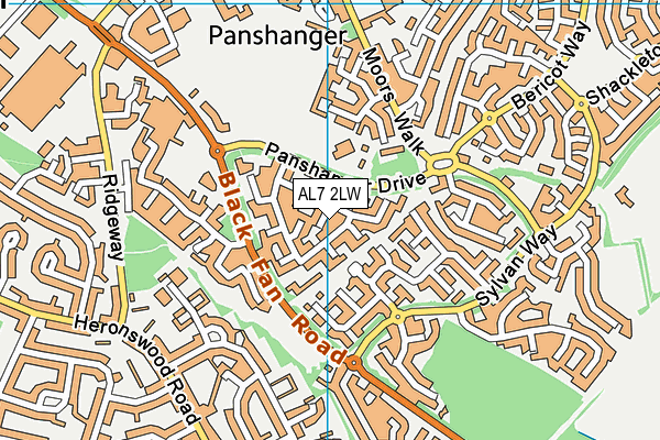 AL7 2LW map - OS VectorMap District (Ordnance Survey)