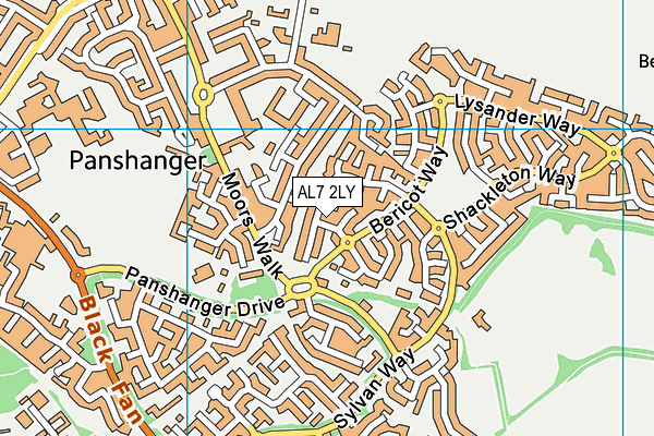 AL7 2LY map - OS VectorMap District (Ordnance Survey)