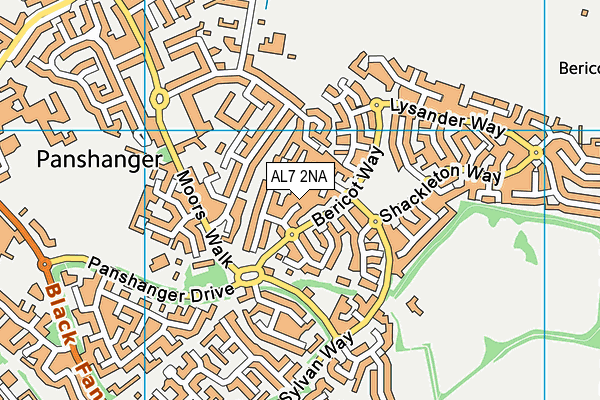 AL7 2NA map - OS VectorMap District (Ordnance Survey)