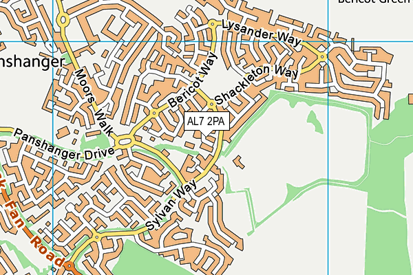 AL7 2PA map - OS VectorMap District (Ordnance Survey)