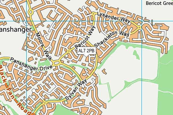 AL7 2PB map - OS VectorMap District (Ordnance Survey)