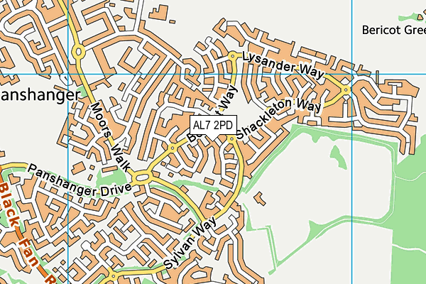 AL7 2PD map - OS VectorMap District (Ordnance Survey)