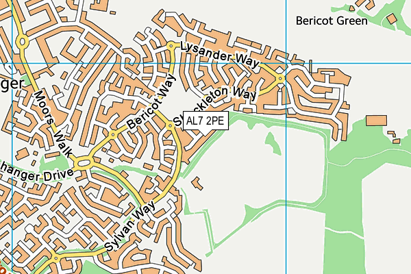 Moneyhole Lane Playing Field map (AL7 2PE) - OS VectorMap District (Ordnance Survey)