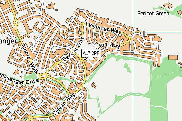 AL7 2PF map - OS VectorMap District (Ordnance Survey)