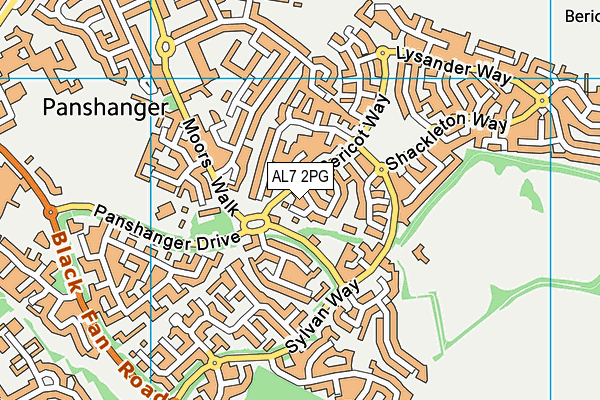 AL7 2PG map - OS VectorMap District (Ordnance Survey)