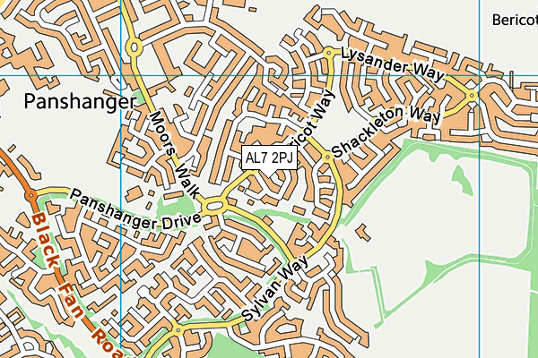 AL7 2PJ map - OS VectorMap District (Ordnance Survey)