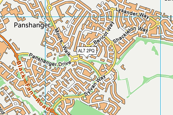 AL7 2PQ map - OS VectorMap District (Ordnance Survey)