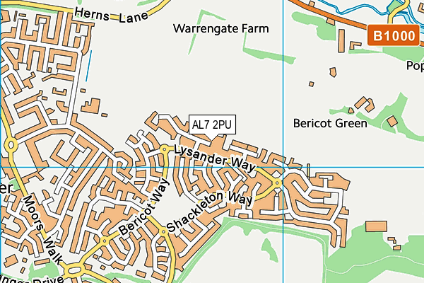 AL7 2PU map - OS VectorMap District (Ordnance Survey)