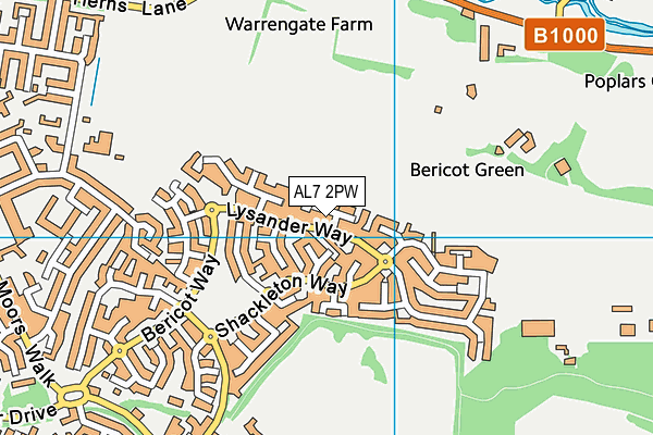 AL7 2PW map - OS VectorMap District (Ordnance Survey)